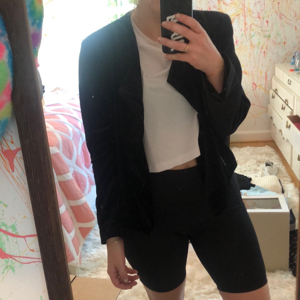 Velvet blazer with zipper